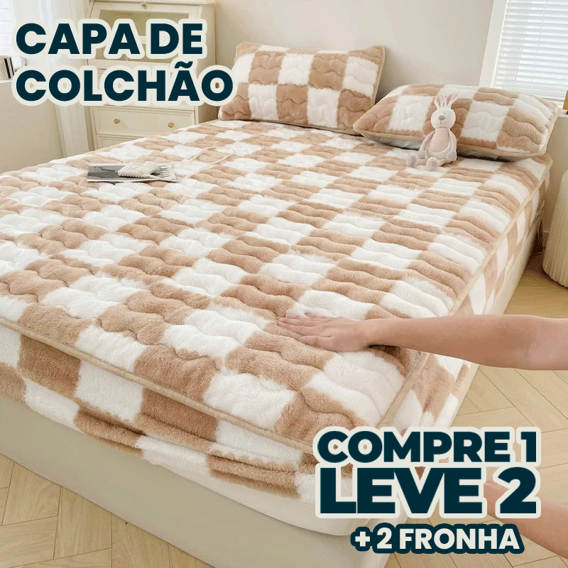 Capa de Colchão Peluciada Impermeável | Compre 1 Leve 2 + 2 Fronhas de Brinde