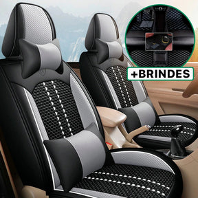 Capa Universal Evotek Completa para Carro em Couro Legítimo com AirBag +3 BRINDES: Tapetes Automotivos