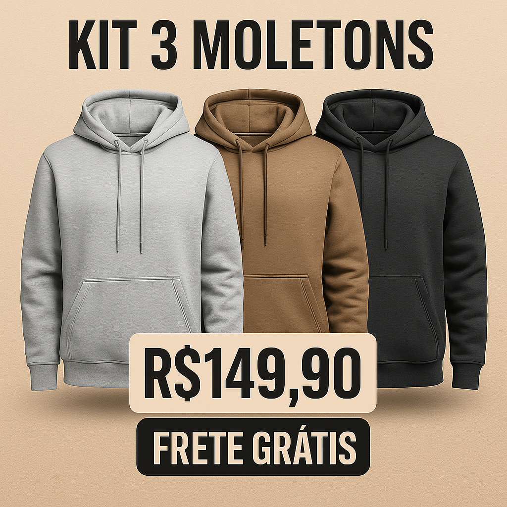 KIT 3 Blusas Moletom Canguru (PROMOÇÃO)