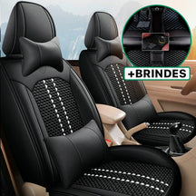 Capa Universal Evotek Completa para Carro em Couro Legítimo com AirBag +3 BRINDES: Tapetes Automotivos